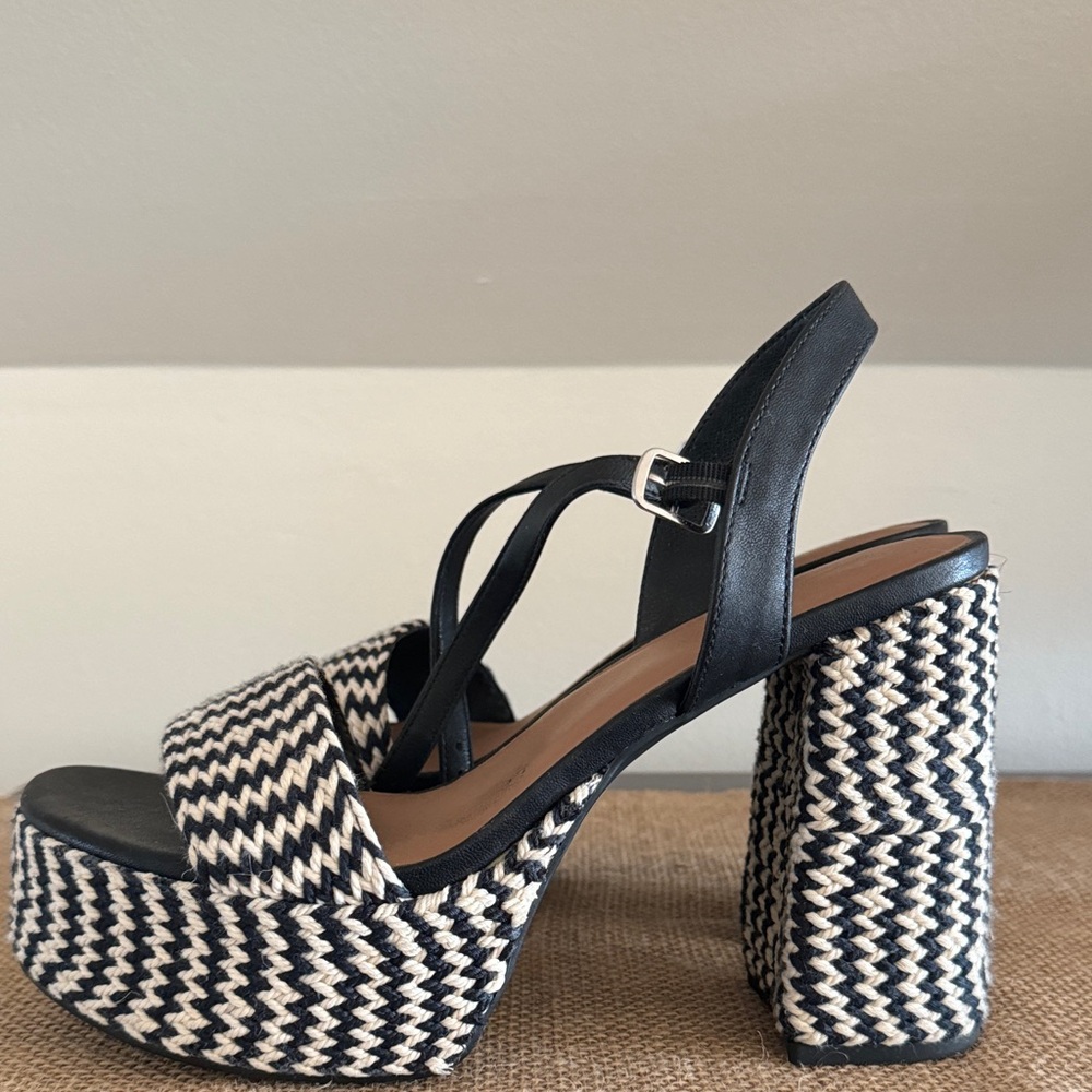 Black and White Platform Sandals